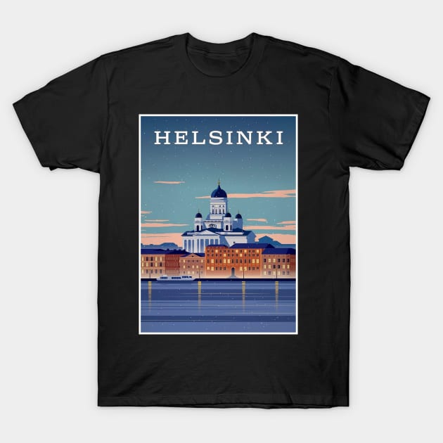 Helsinki Finland Waterfront Harbor Waterfront Scene Print T-Shirt by posterbobs